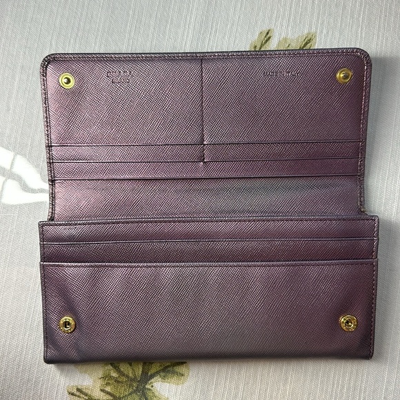 Prada Saffiano leather metallic purple wallet with COA and box - Picture 4 of 14